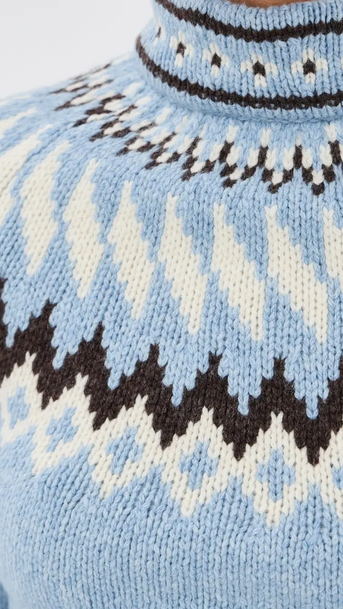 Monse Cropped Fair Isle Knit Sweater ky Blue Multi | Thumbnail 6 Monse Cropped Fair Isle Knit Sweater ky Blue Multi | Thumbnail 6