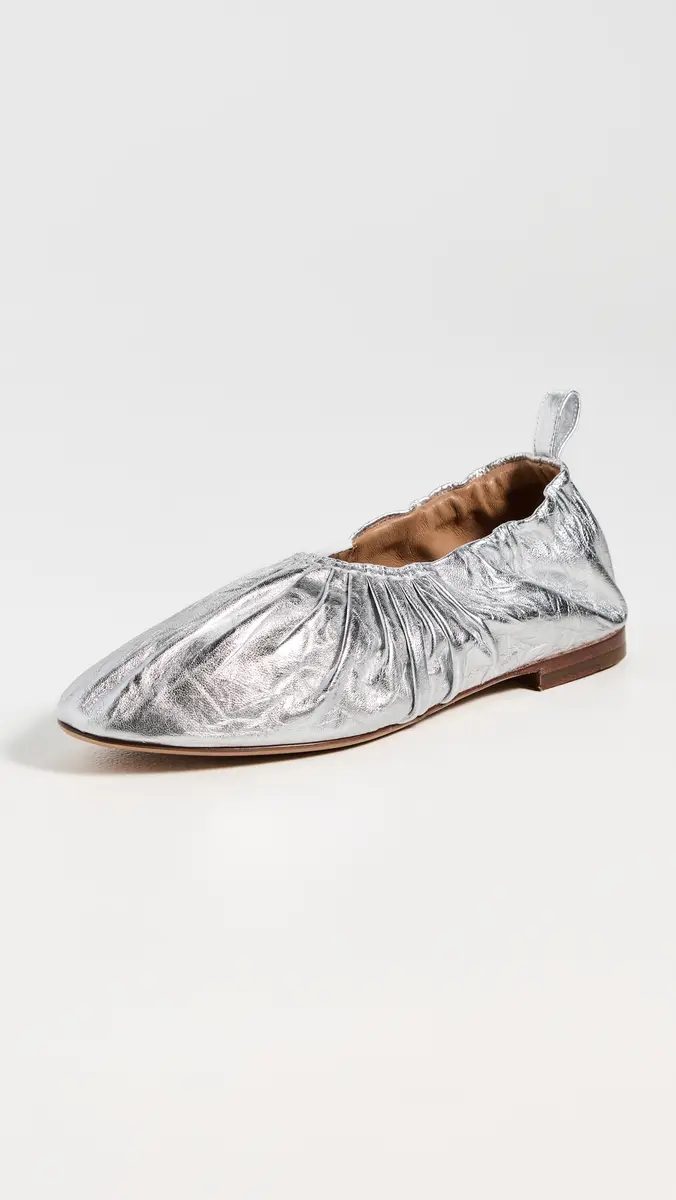 Mansur Gavriel Ruched Ballerina Flats Silver | Thumbnail 2 Mansur Gavriel Ruched Ballerina Flats Silver | Thumbnail 2