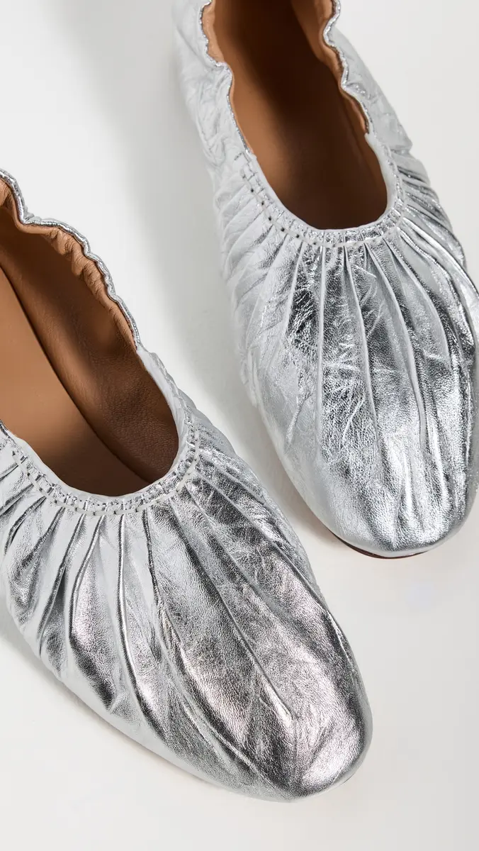 Mansur Gavriel Ruched Ballerina Flats Silver | Thumbnail 6 Mansur Gavriel Ruched Ballerina Flats Silver | Thumbnail 6