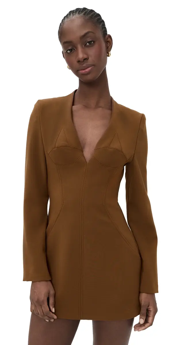 Black Halo Kenna Micro Mini Dress Mocha | Image 1 Black Halo Kenna Micro Mini Dress Mocha | Image 1