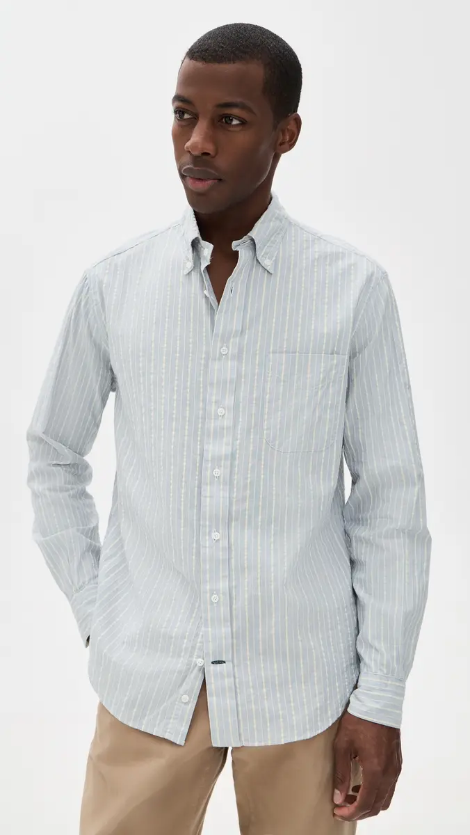 Gitman Vintage Japanese Dobby Stripe Shirt Blue | Thumbnail 2