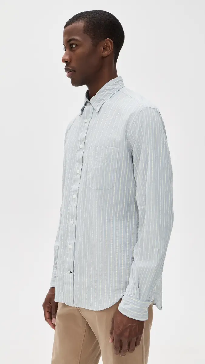 Gitman Vintage Japanese Dobby Stripe Shirt Blue | Thumbnail 4