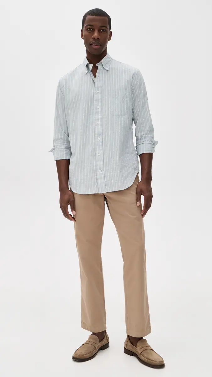 Gitman Vintage Japanese Dobby Stripe Shirt Blue | Thumbnail 5