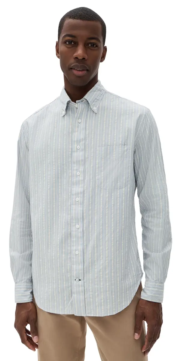 Gitman Vintage Japanese Dobby Stripe Shirt Blue | Image 1 Gitman Vintage Japanese Dobby Stripe Shirt Blue | Image 1