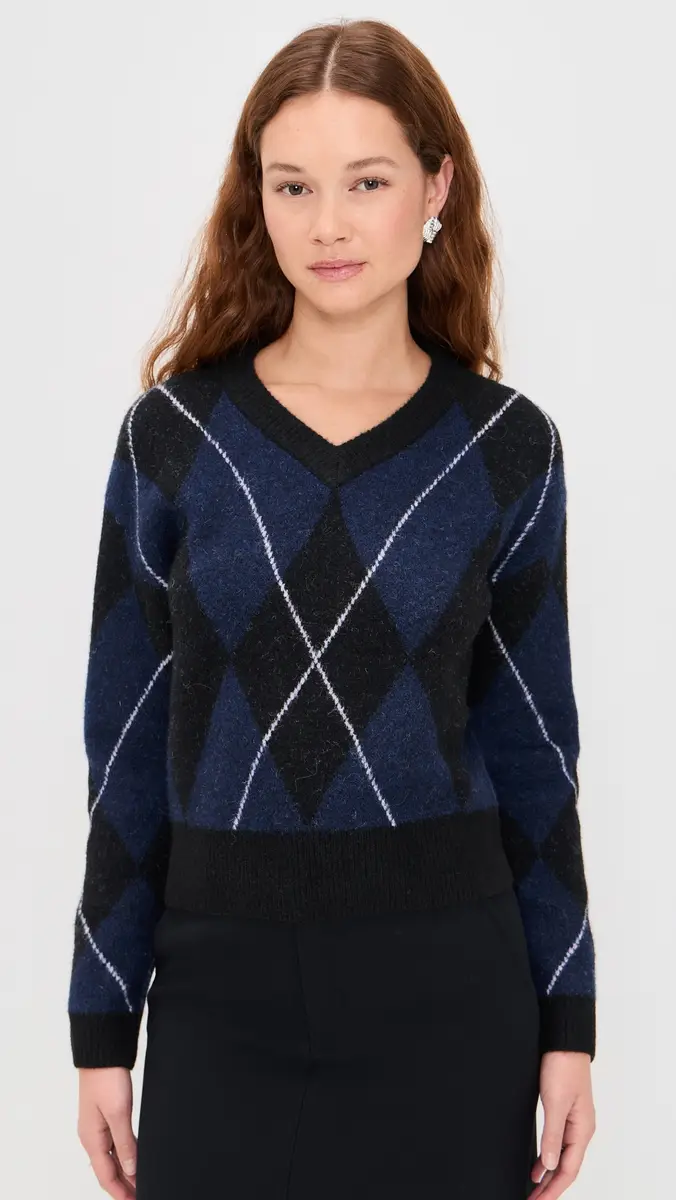 LE BOP Rae Arglye V Neck Sweater | Thumbnail 2 LE BOP Rae Arglye V Neck Sweater | Thumbnail 2