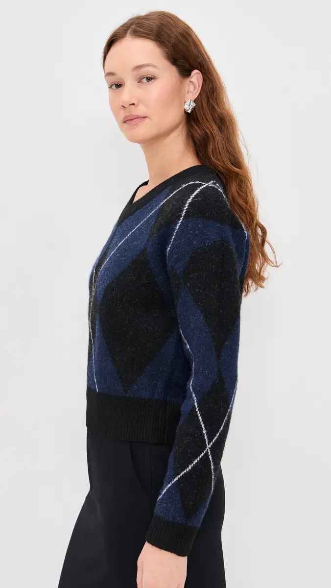 LE BOP Rae Arglye V Neck Sweater | Thumbnail 4 LE BOP Rae Arglye V Neck Sweater | Thumbnail 4