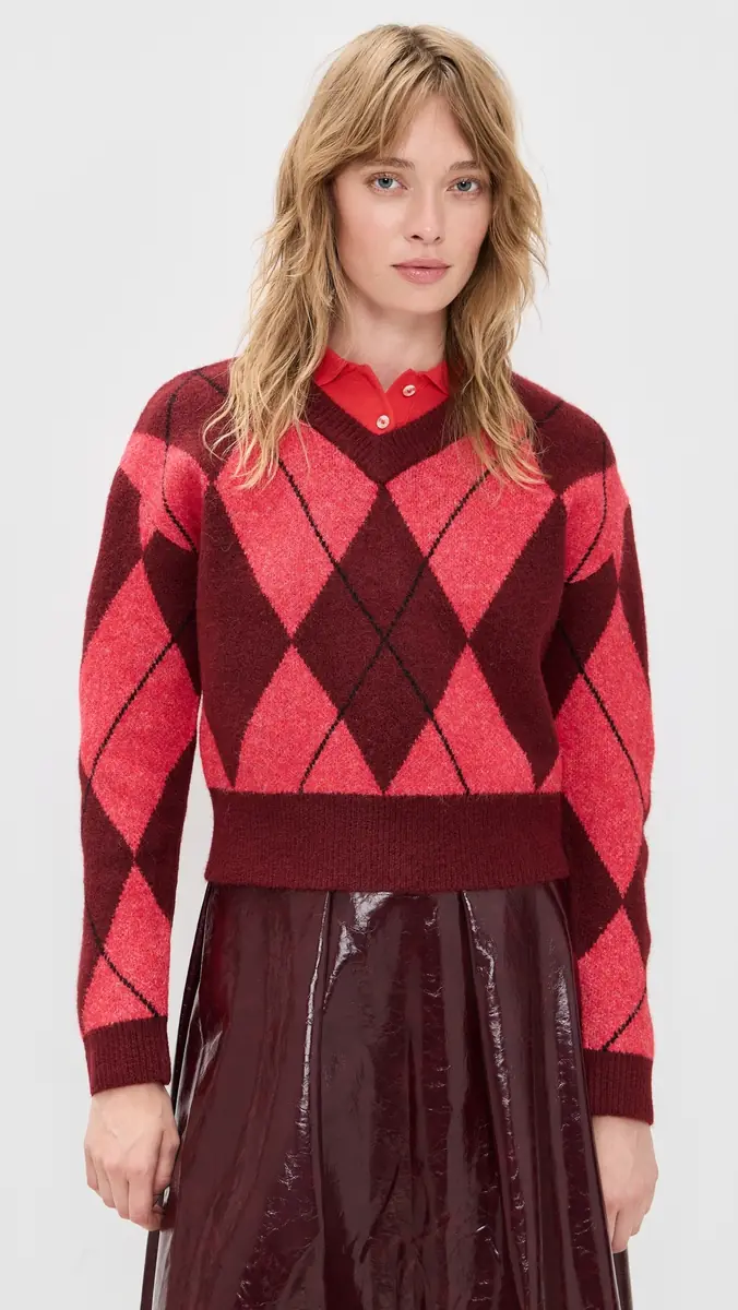LE BOP Rae Arglye V Neck Sweater | Thumbnail 2 LE BOP Rae Arglye V Neck Sweater | Thumbnail 2