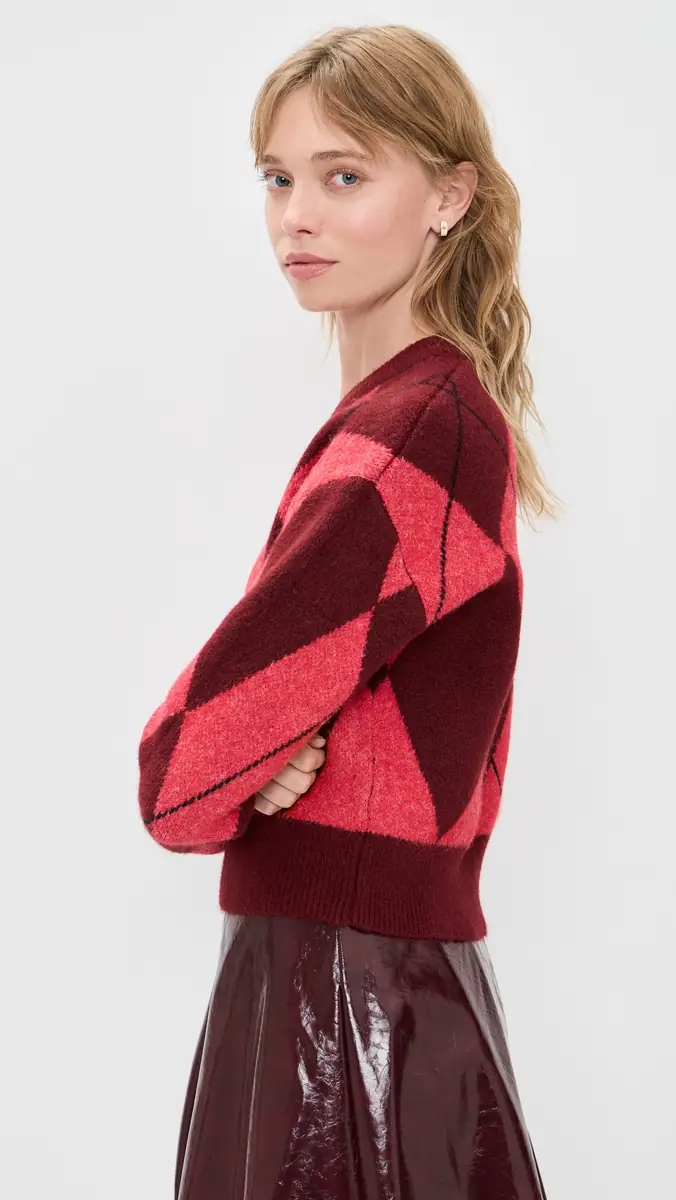 LE BOP Rae Arglye V Neck Sweater | Thumbnail 4 LE BOP Rae Arglye V Neck Sweater | Thumbnail 4