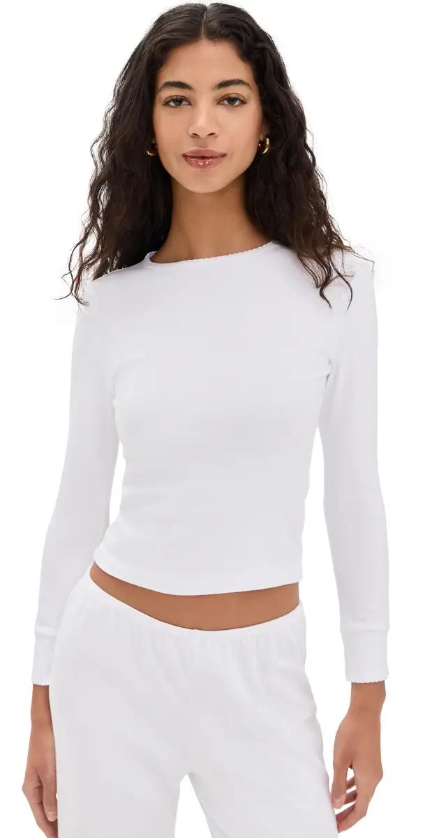 DONNI. The Baby Rib Scallop ong Sleeve Powder | Image 1 DONNI. The Baby Rib Scallop ong Sleeve Powder | Image 1