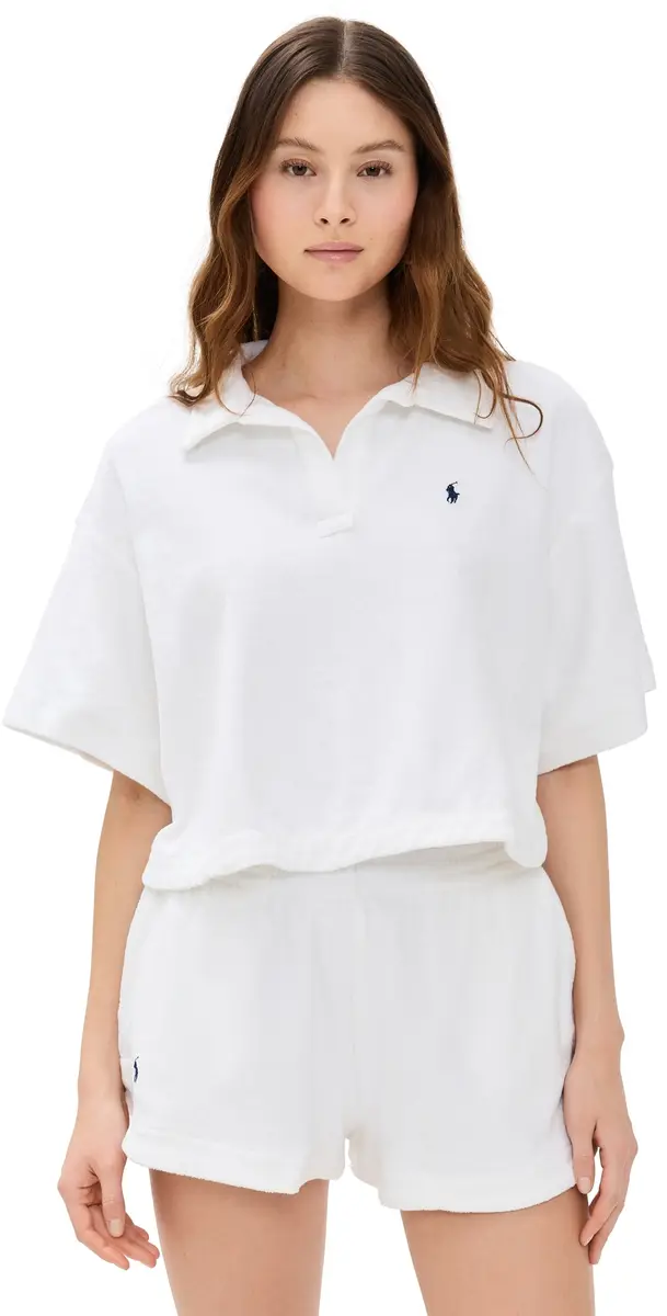 Polo Ralph Lauren Terry Collar Shirt & Shorts Set White | Image 1 Polo Ralph Lauren Terry Collar Shirt & Shorts Set White | Image 1