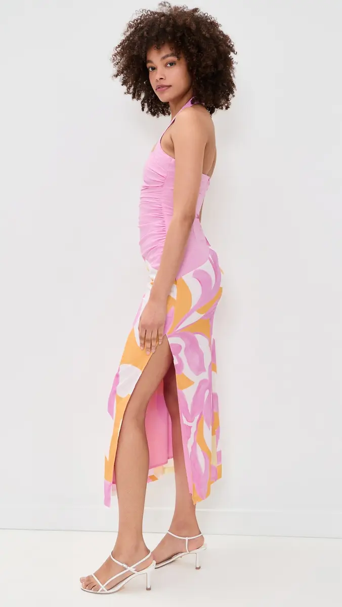 SEVEN WONDERS Evie Halter Ruched Midi Dress | Thumbnail 4 SEVEN WONDERS Evie Halter Ruched Midi Dress | Thumbnail 4