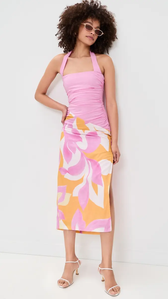 SEVEN WONDERS Evie Halter Ruched Midi Dress | Thumbnail 5 SEVEN WONDERS Evie Halter Ruched Midi Dress | Thumbnail 5