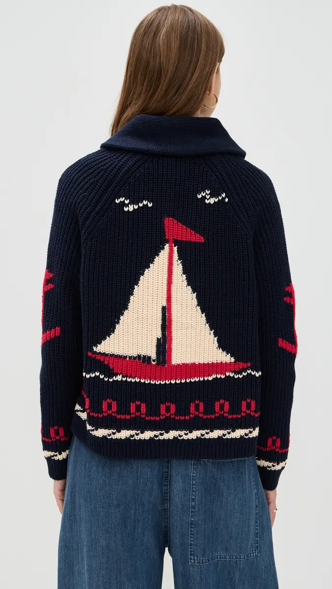 THE GREAT. The Sailboat Lodge Cardigan Dark Navy | Thumbnail 3 THE GREAT. The Sailboat Lodge Cardigan Dark Navy | Thumbnail 3