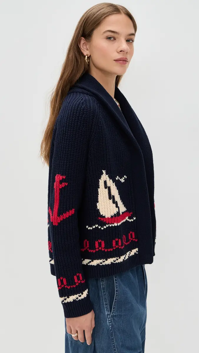 THE GREAT. The Sailboat Lodge Cardigan Dark Navy | Thumbnail 4 THE GREAT. The Sailboat Lodge Cardigan Dark Navy | Thumbnail 4