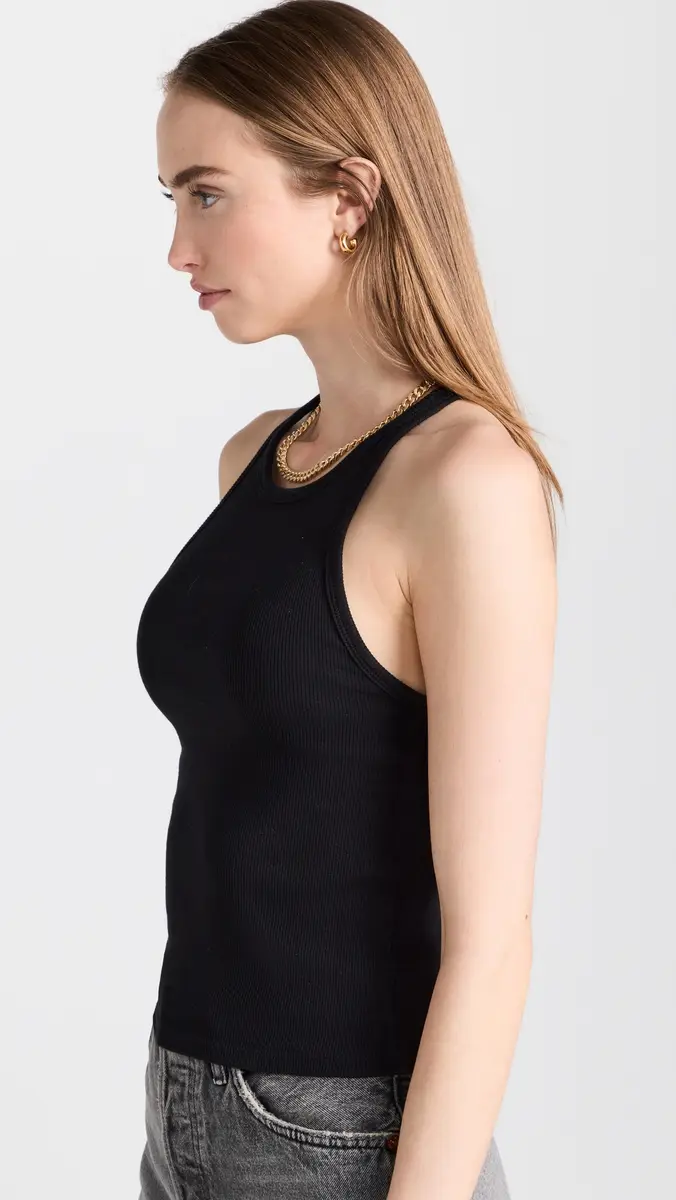 Good American Heritage Ribbed Tank Top Black001 | Thumbnail 4