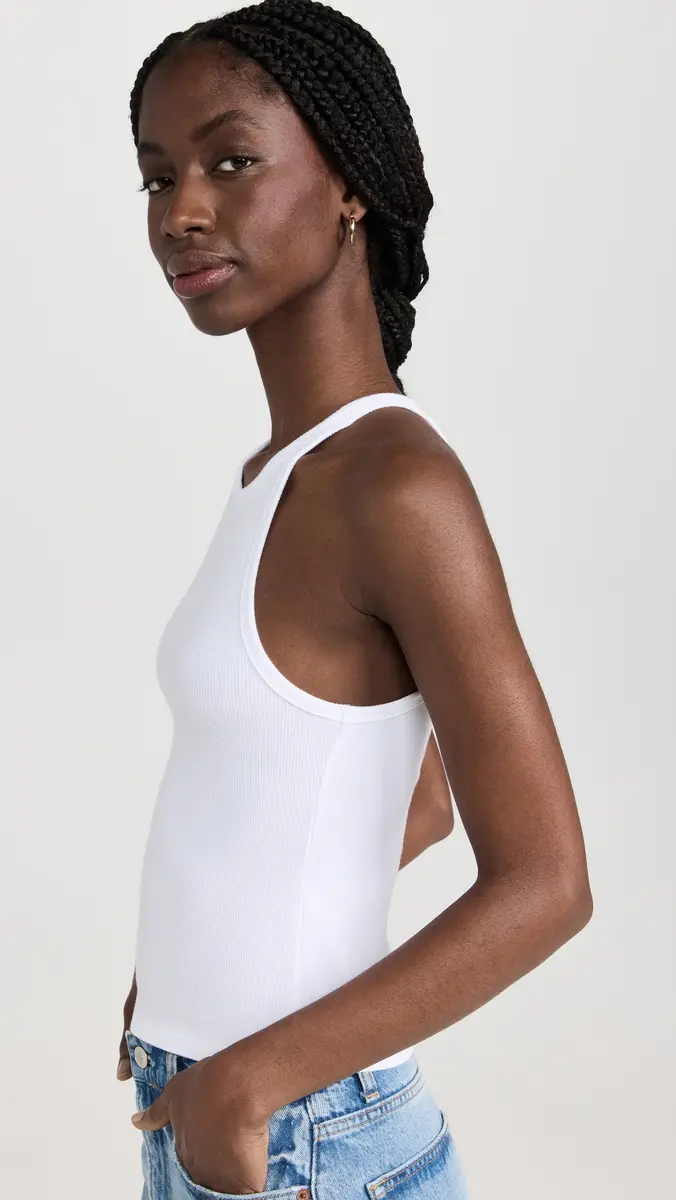 Good American Heritage Ribbed Tank Top White001 | Thumbnail 4 Good American Heritage Ribbed Tank Top White001 | Thumbnail 4