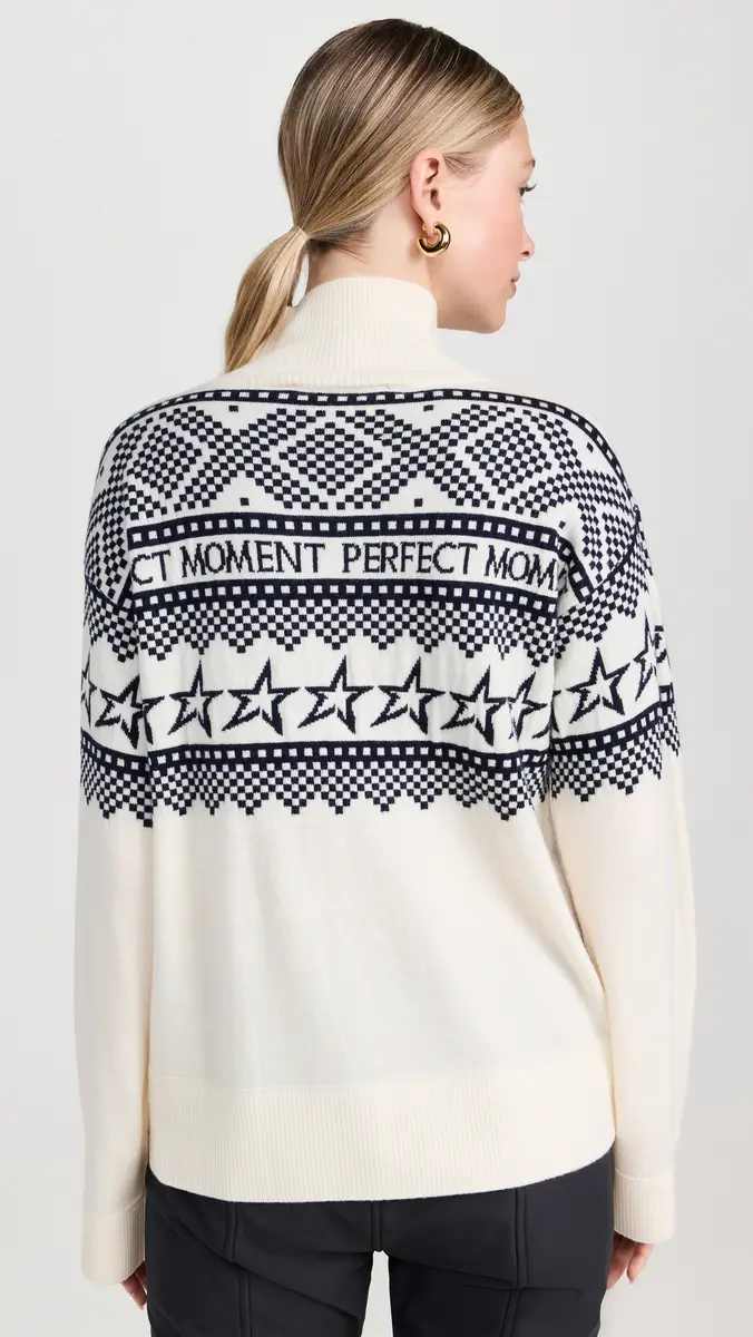 Perfect Moment Holiday Roll Neck Pullover White/Blue | Thumbnail 3 Perfect Moment Holiday Roll Neck Pullover White/Blue | Thumbnail 3