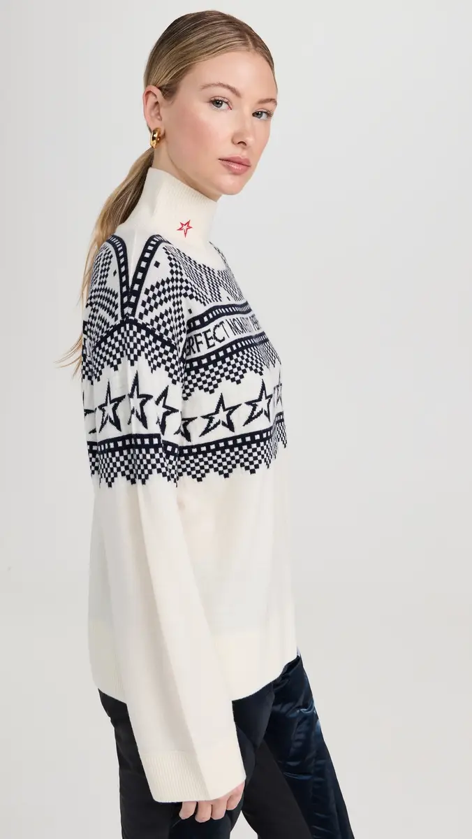 Perfect Moment Holiday Roll Neck Pullover White/Blue | Thumbnail 4 Perfect Moment Holiday Roll Neck Pullover White/Blue | Thumbnail 4
