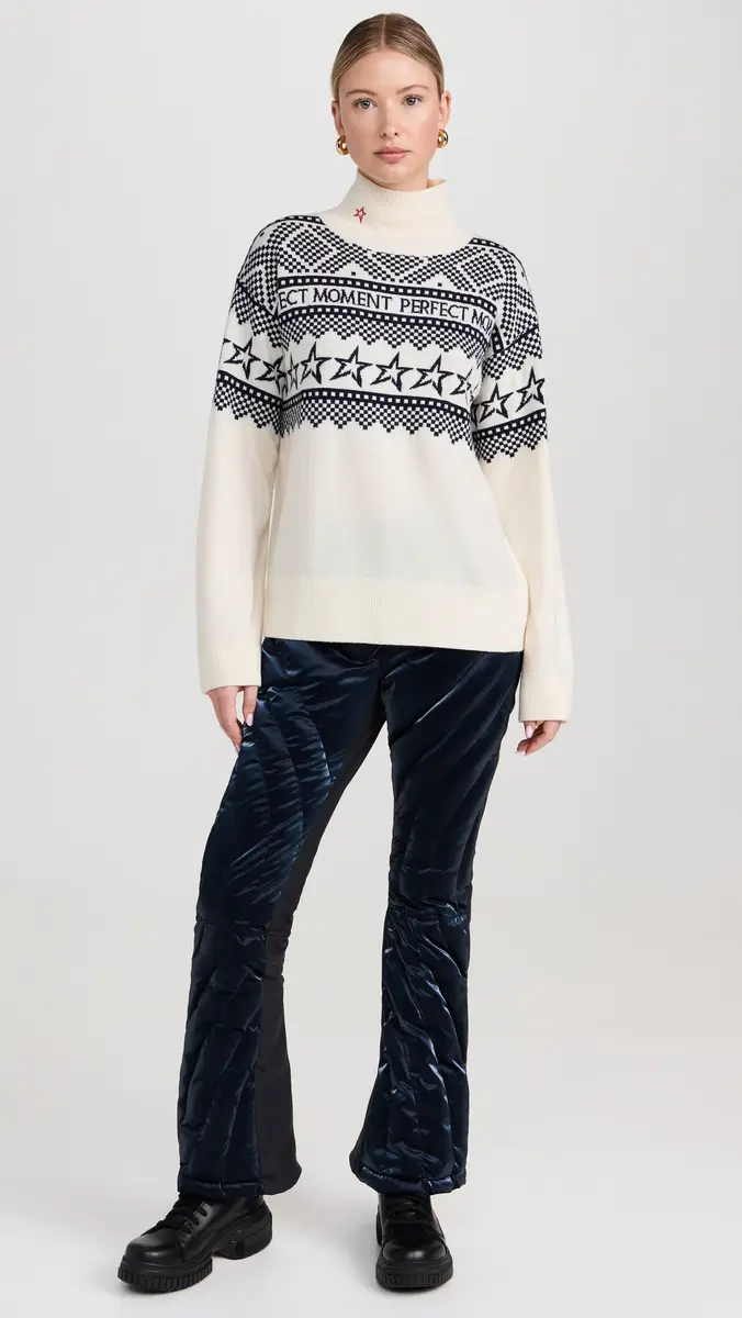 Perfect Moment Holiday Roll Neck Pullover White/Blue | Thumbnail 5 Perfect Moment Holiday Roll Neck Pullover White/Blue | Thumbnail 5