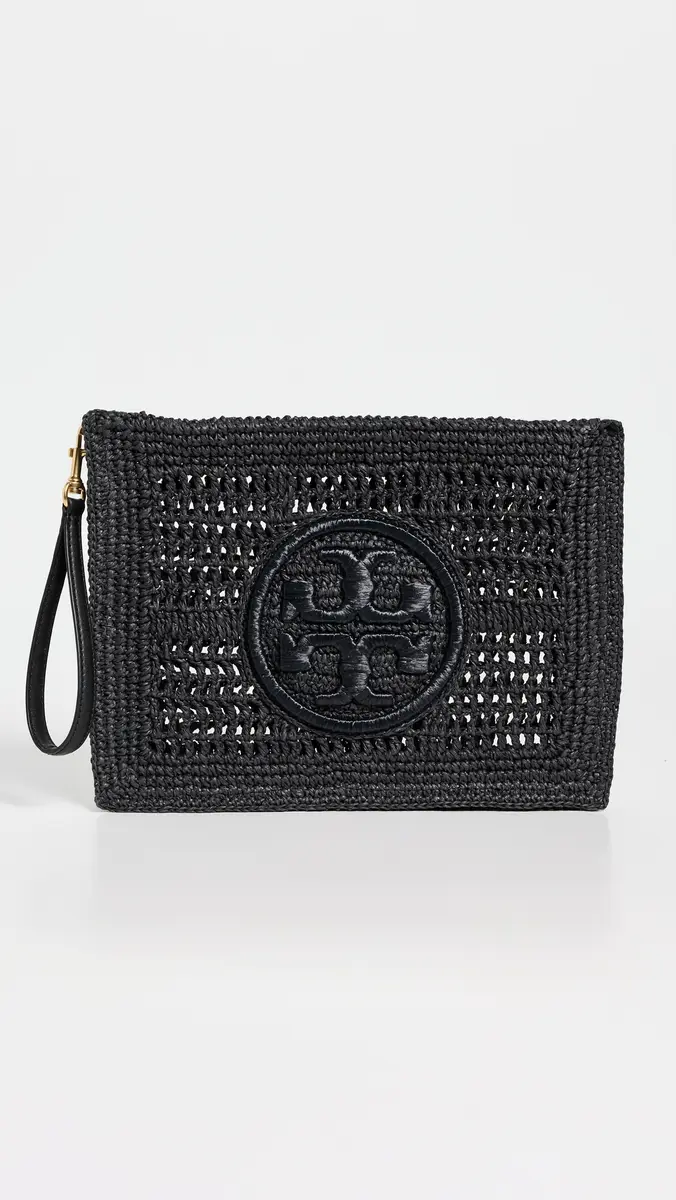 Tory Burch Ella Crochet Pouch Black One Size | Thumbnail 2