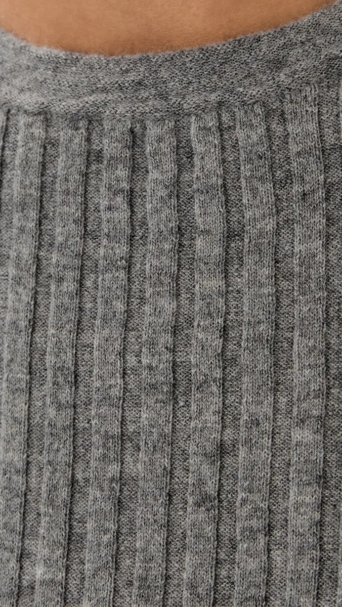 The Elder Statesman Cashmere Rib Knit Tee Heather Grey | Thumbnail 6 The Elder Statesman Cashmere Rib Knit Tee Heather Grey | Thumbnail 6