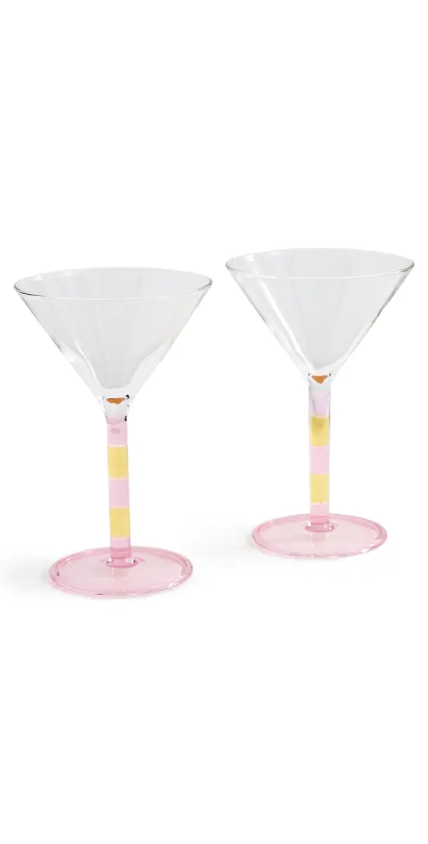 FAZEEK Stripe Martini Glass Set of 2 Pink/Amber One Size | Image 1 FAZEEK Stripe Martini Glass Set of 2 Pink/Amber One Size | Image 1