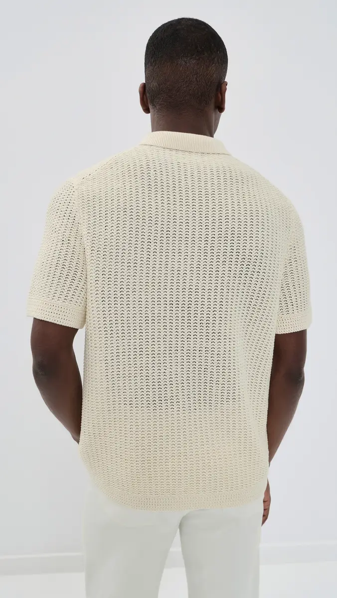 Vince Crochet Short Sleeve Button Down Shirt Bone | Thumbnail 3 Vince Crochet Short Sleeve Button Down Shirt Bone | Thumbnail 3