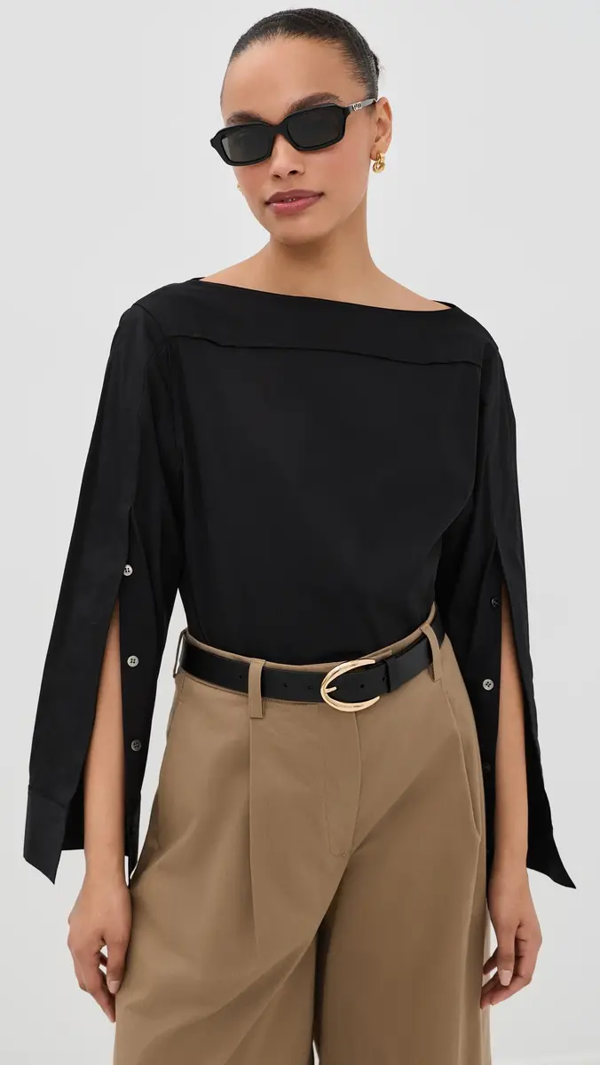 Theory Boat Neck Blouse Black | Thumbnail 2