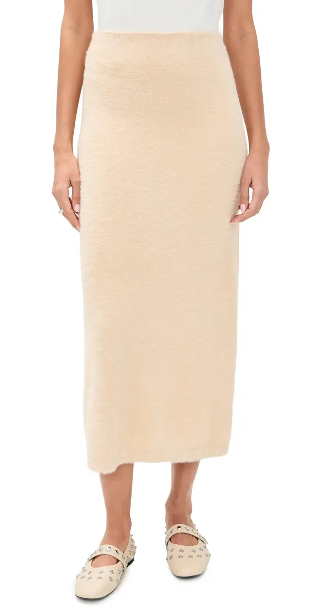 LE BOP Fuzzy Midi Skirt Oyster | Image 1 LE BOP Fuzzy Midi Skirt Oyster | Image 1