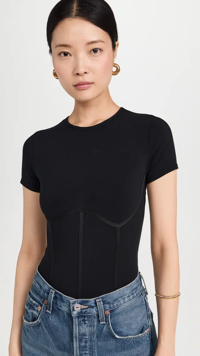 Fleur du Mal Cotton T-Shirt Thong Bodysuit | Thumbnail 2