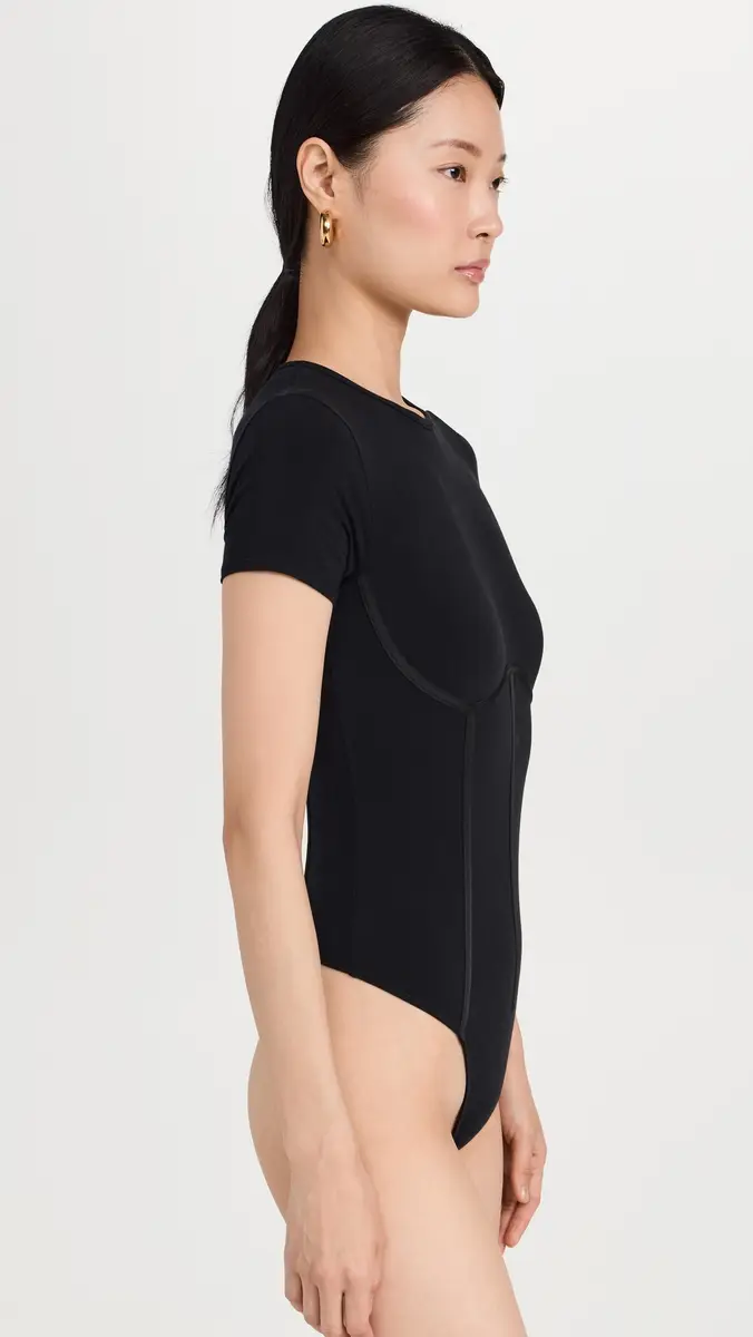Fleur du Mal Cotton T-Shirt Thong Bodysuit | Thumbnail 4