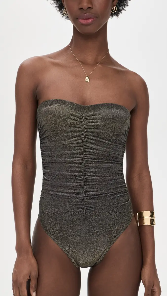Karla Colletto Helena Bandeau One Piece with Shelf Bra Gold | Thumbnail 2 Karla Colletto Helena Bandeau One Piece with Shelf Bra Gold | Thumbnail 2