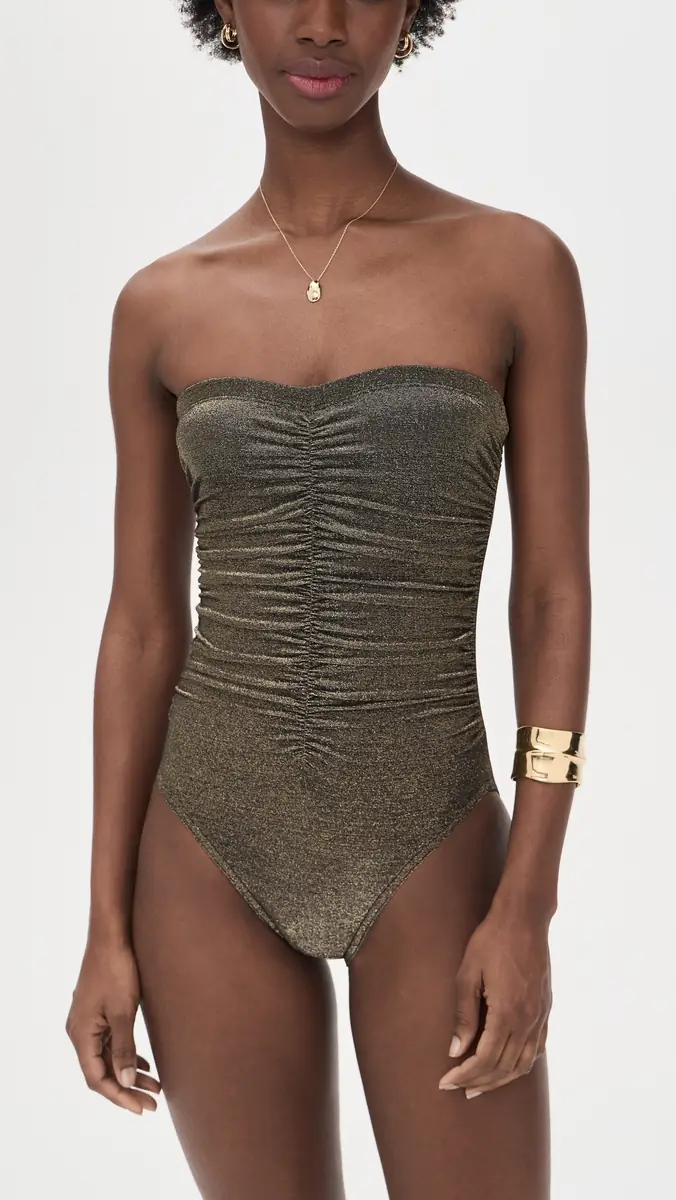 Karla Colletto Helena Bandeau One Piece with Shelf Bra Gold | Thumbnail 4 Karla Colletto Helena Bandeau One Piece with Shelf Bra Gold | Thumbnail 4