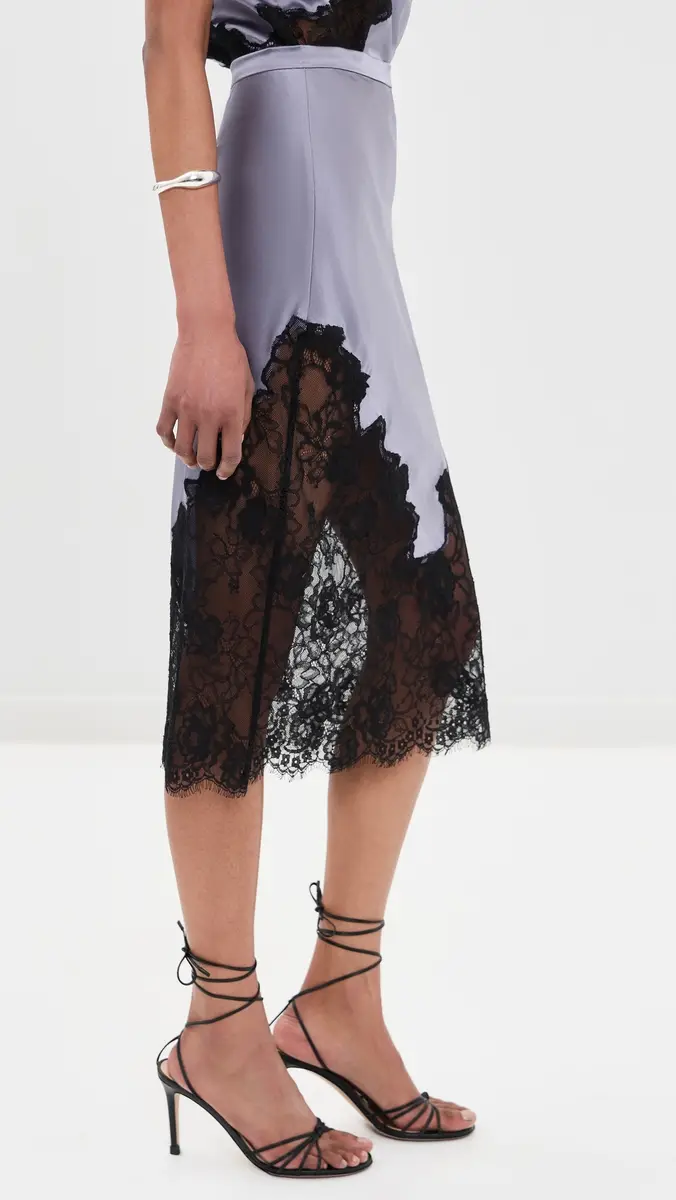 Fleur du Mal Juliet Lace and Silk Skirt Lavender moke | Thumbnail 4 Fleur du Mal Juliet Lace and Silk Skirt Lavender moke | Thumbnail 4