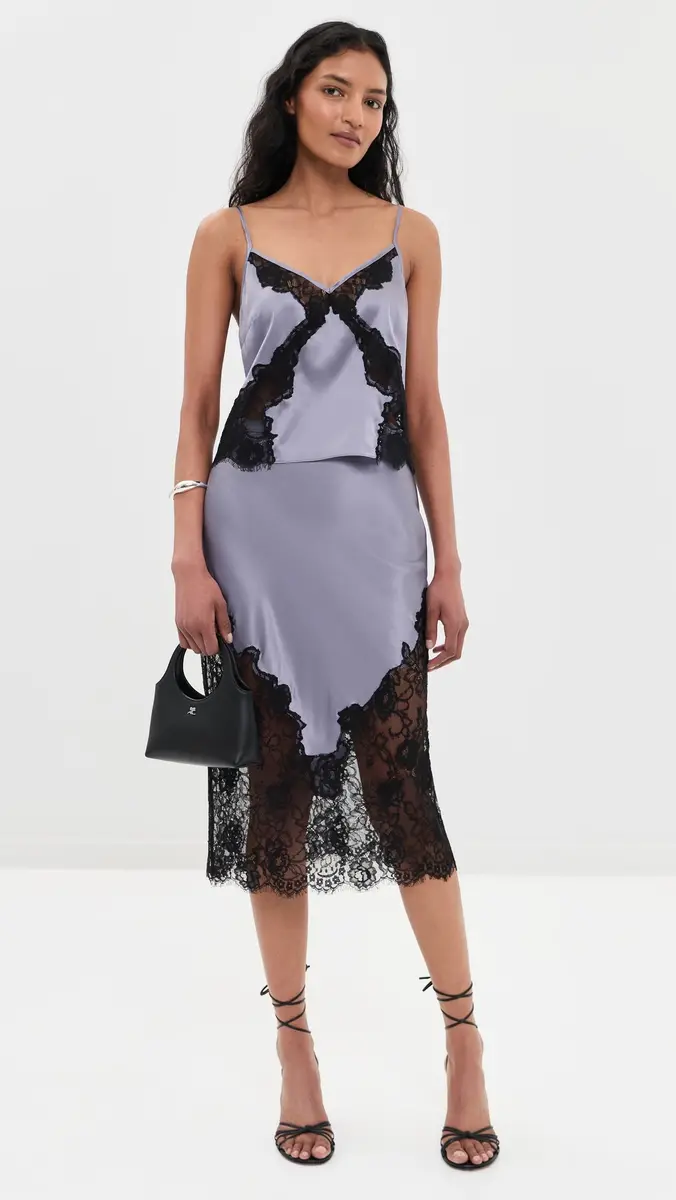 Fleur du Mal Juliet Lace and Silk Skirt Lavender moke | Thumbnail 5 Fleur du Mal Juliet Lace and Silk Skirt Lavender moke | Thumbnail 5