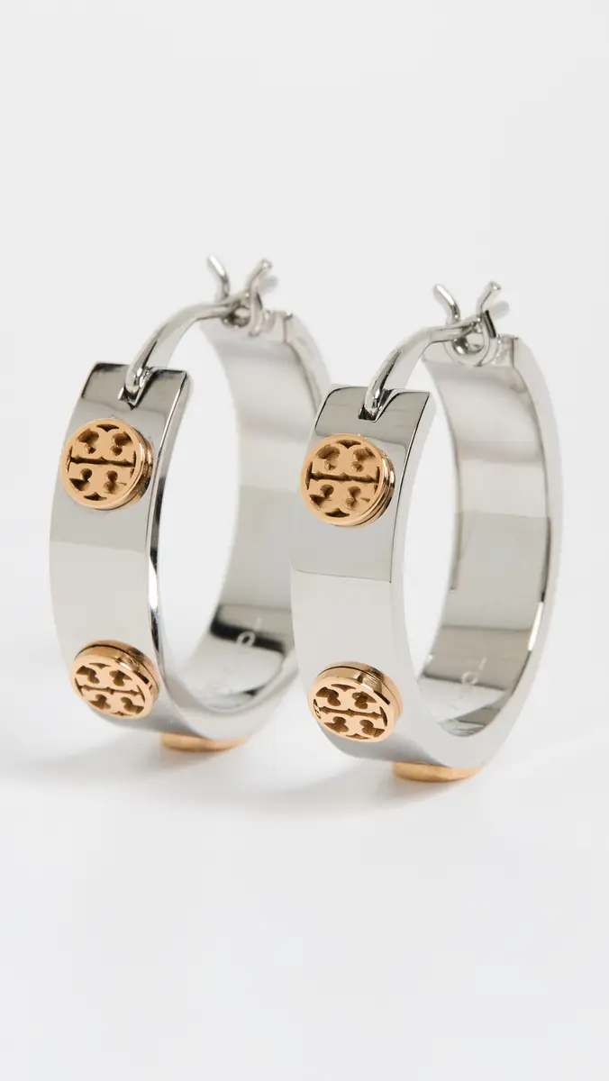 Tory Burch Thin Icon Hoop Earrings | Thumbnail 2