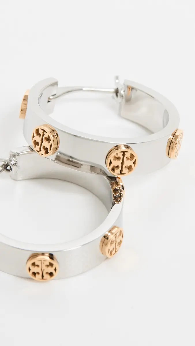 Tory Burch Thin Icon Hoop Earrings | Thumbnail 4