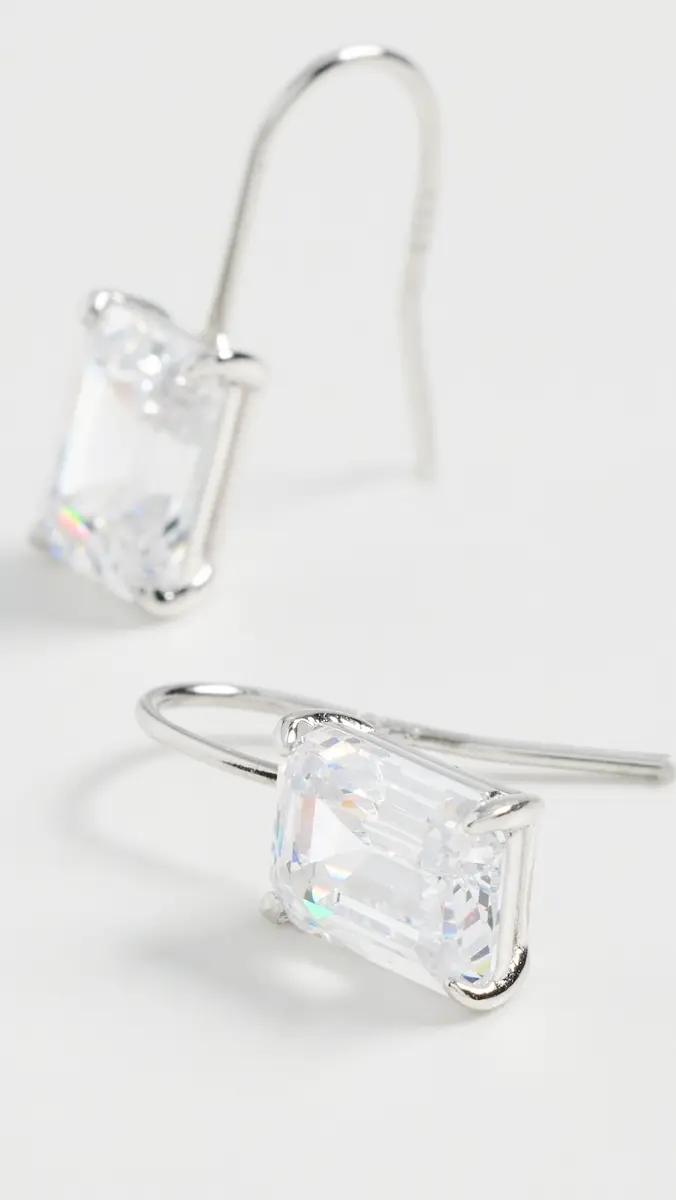 Shashi Emerald Baguette French Hook Earrings | Thumbnail 4