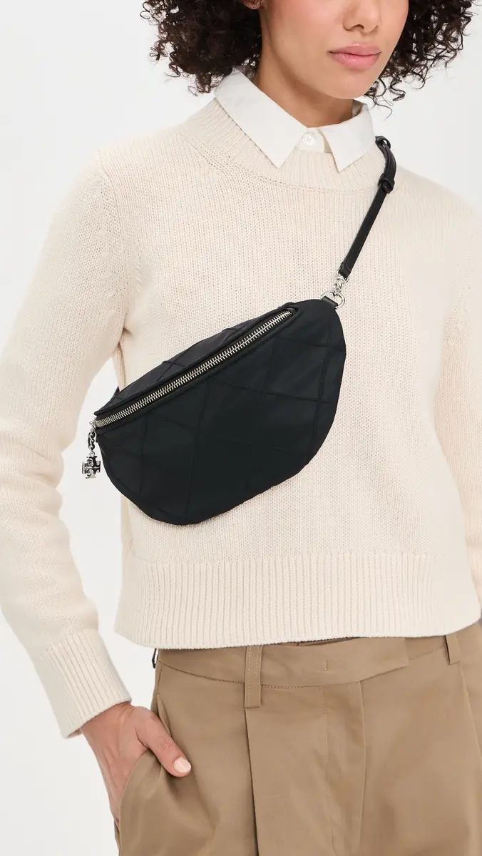 Tory Burch Fleming Nylon Belt Bag Black One Size | Thumbnail 3