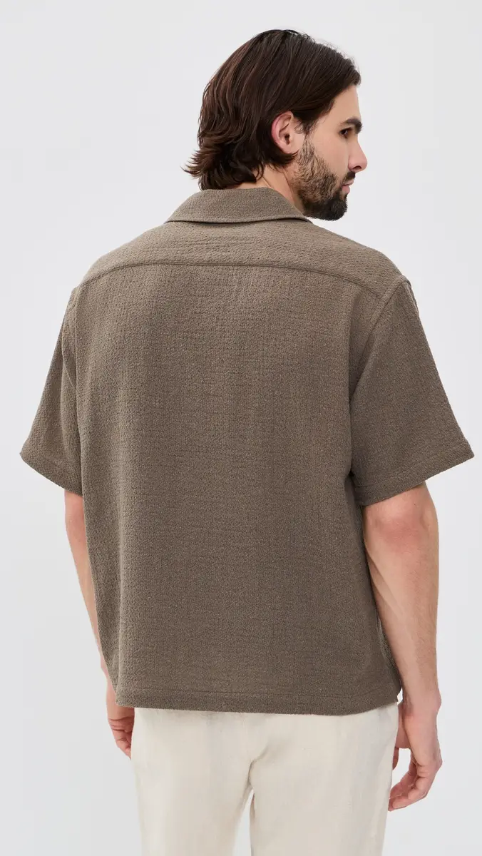 FRAME Open Weave Shirt Warm Grey | Thumbnail 3