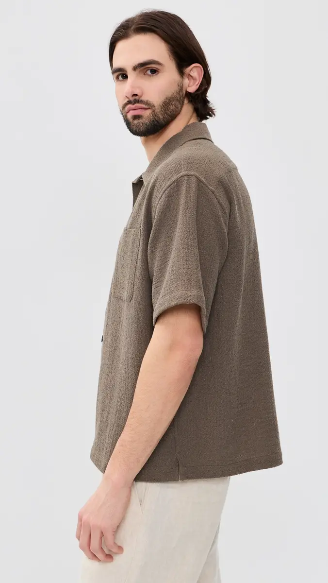 FRAME Open Weave Shirt Warm Grey | Thumbnail 4