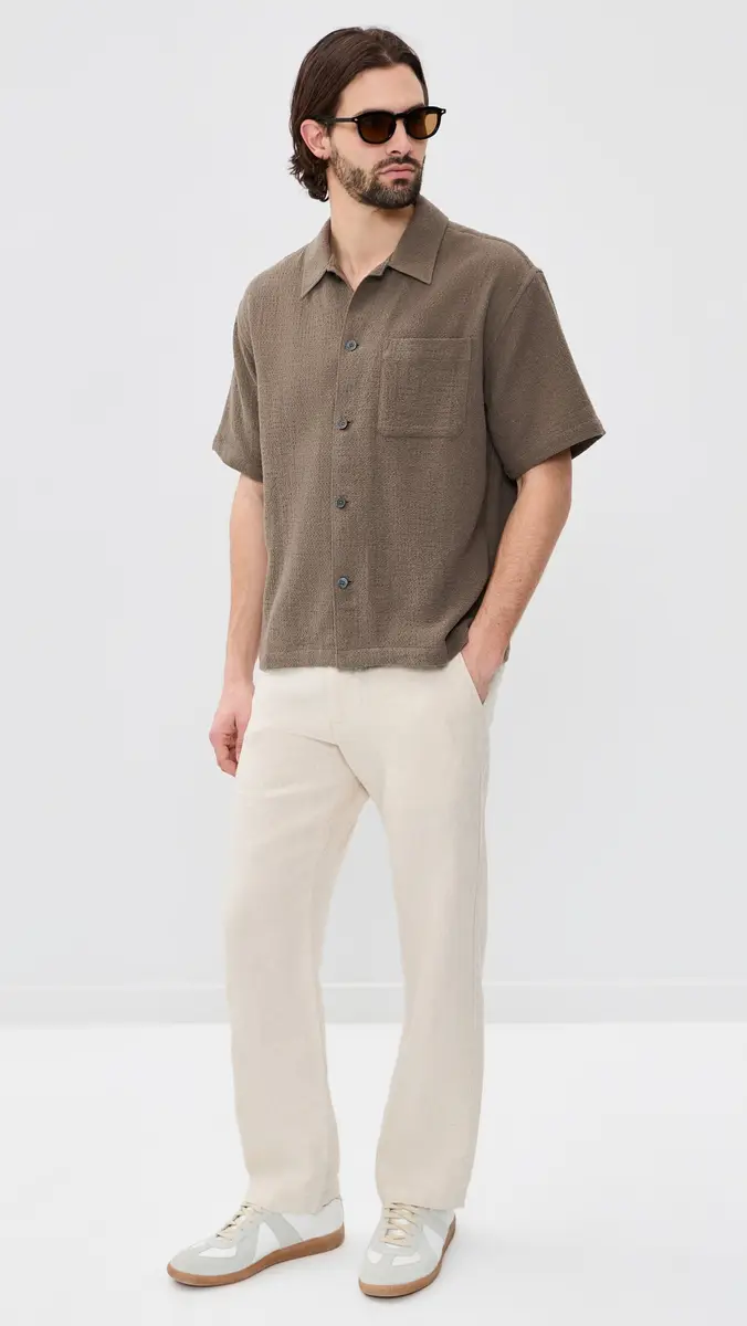 FRAME Open Weave Shirt Warm Grey | Thumbnail 5