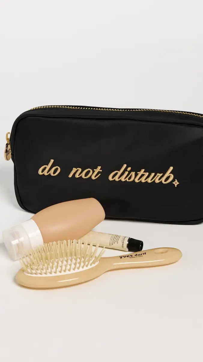 Stoney Clover Lane Do Not Disturb Embroidered Small Pouch Noir One Size | Thumbnail 5