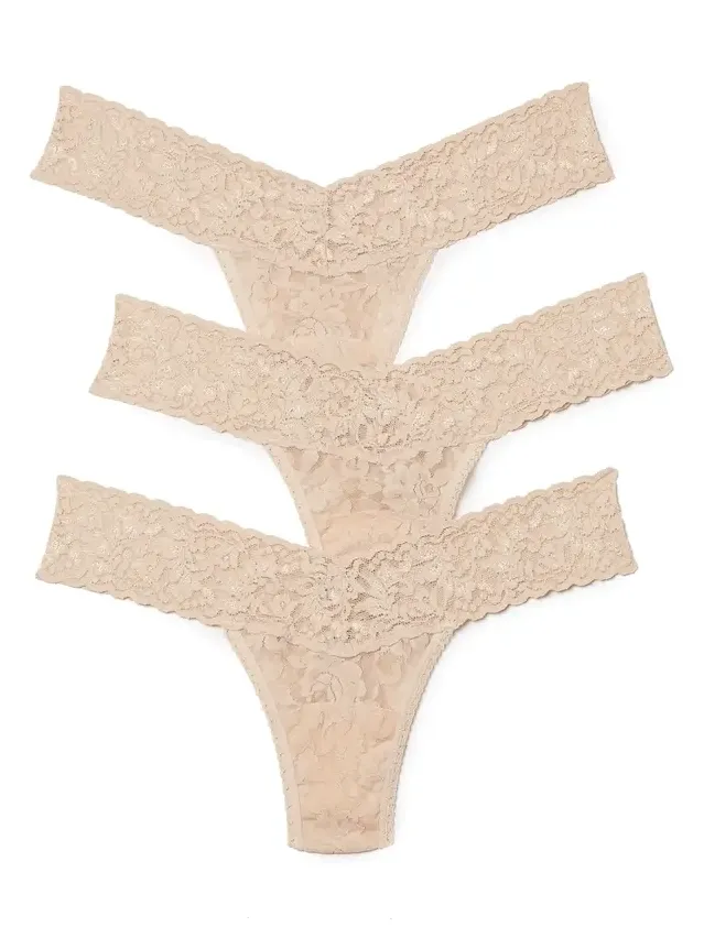 Signature Lace Low Rise Thong 3 Pack