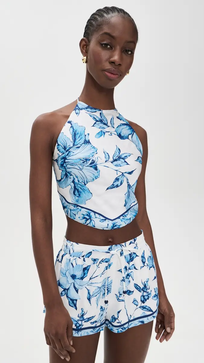 ROCOCO SAND Halter Neck Top White Blue | Thumbnail 2 ROCOCO SAND Halter Neck Top White Blue | Thumbnail 2