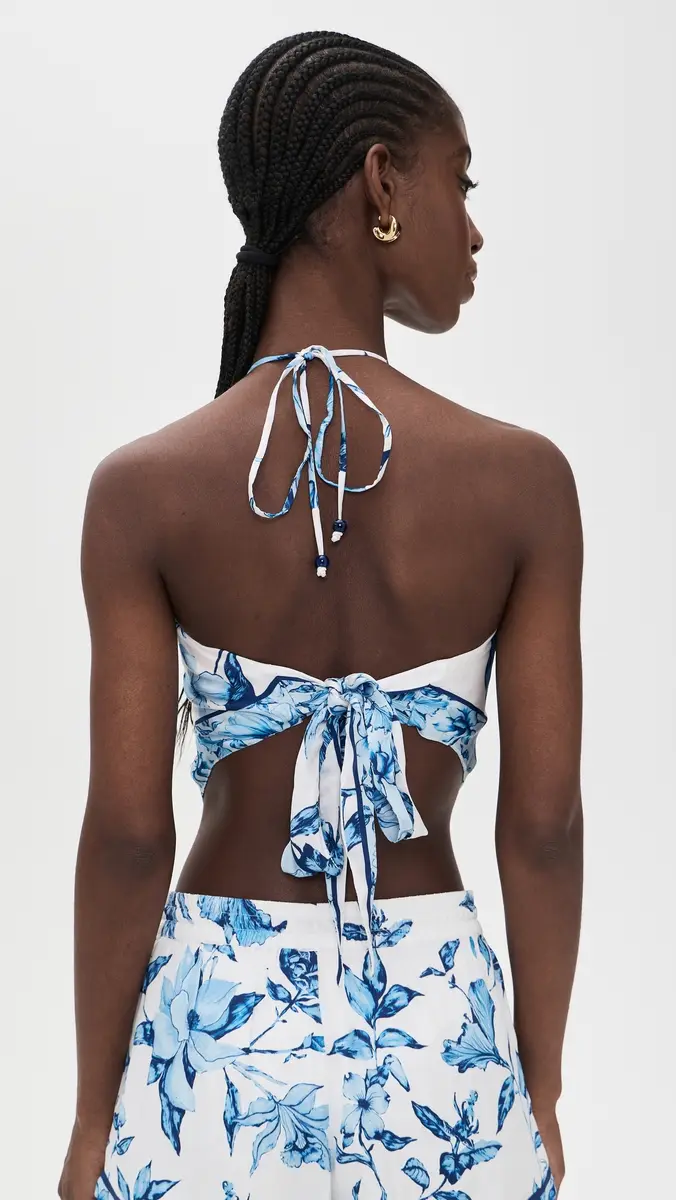 ROCOCO SAND Halter Neck Top White Blue | Thumbnail 3 ROCOCO SAND Halter Neck Top White Blue | Thumbnail 3