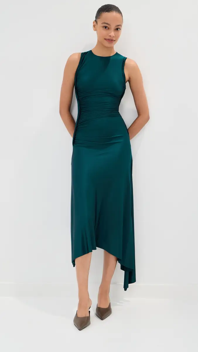 Victoria Beckham Sleeveless Twist Detail Dress Dark Teal | Thumbnail 2 Victoria Beckham Sleeveless Twist Detail Dress Dark Teal | Thumbnail 2