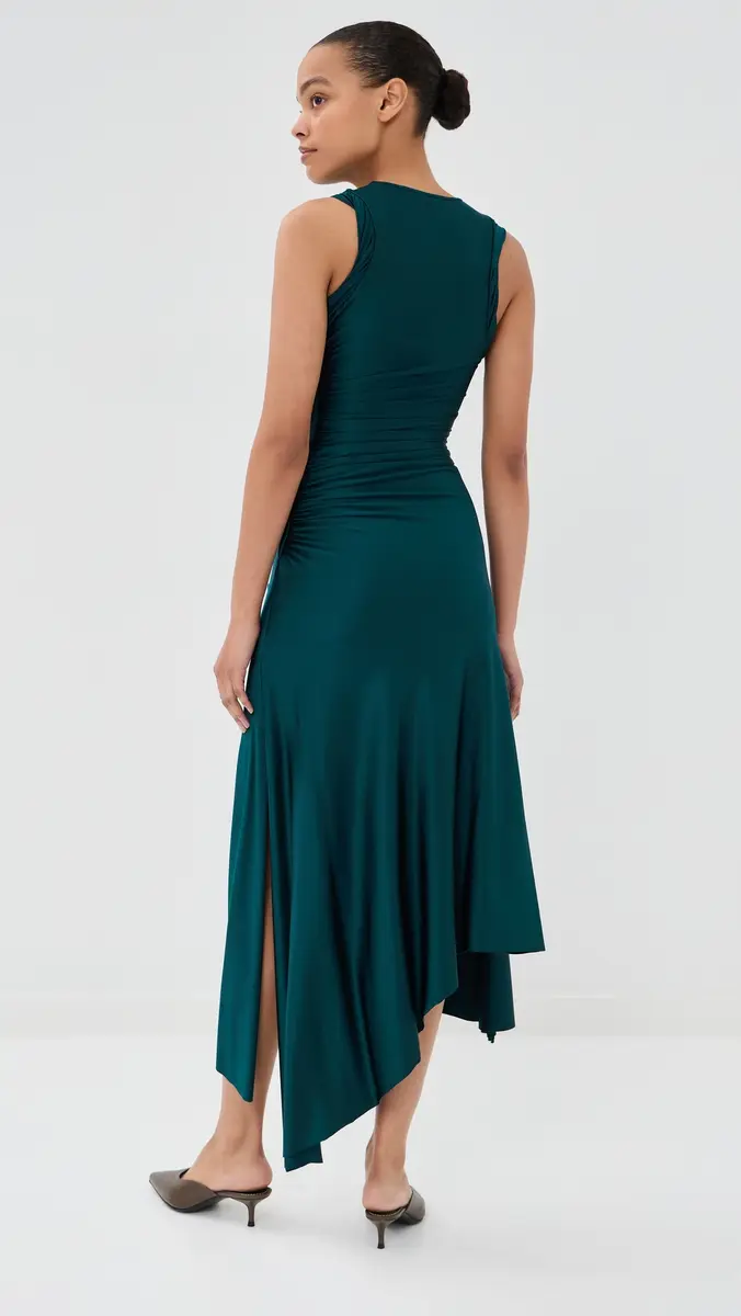 Victoria Beckham Sleeveless Twist Detail Dress Dark Teal | Thumbnail 3 Victoria Beckham Sleeveless Twist Detail Dress Dark Teal | Thumbnail 3