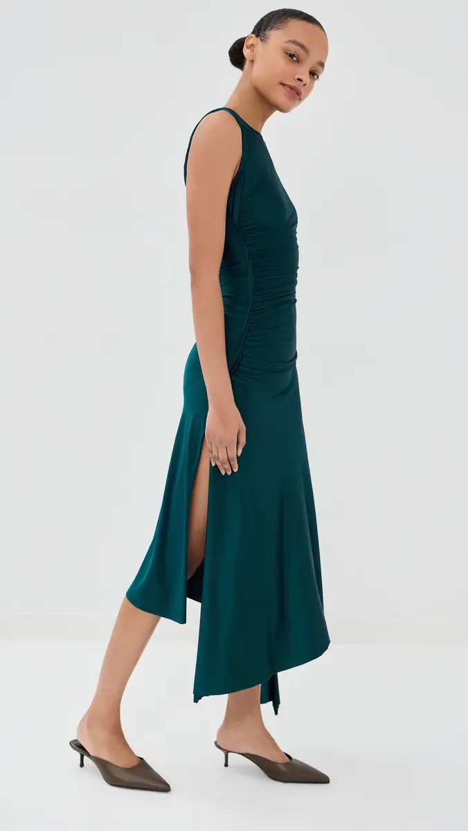 Victoria Beckham Sleeveless Twist Detail Dress Dark Teal | Thumbnail 4 Victoria Beckham Sleeveless Twist Detail Dress Dark Teal | Thumbnail 4