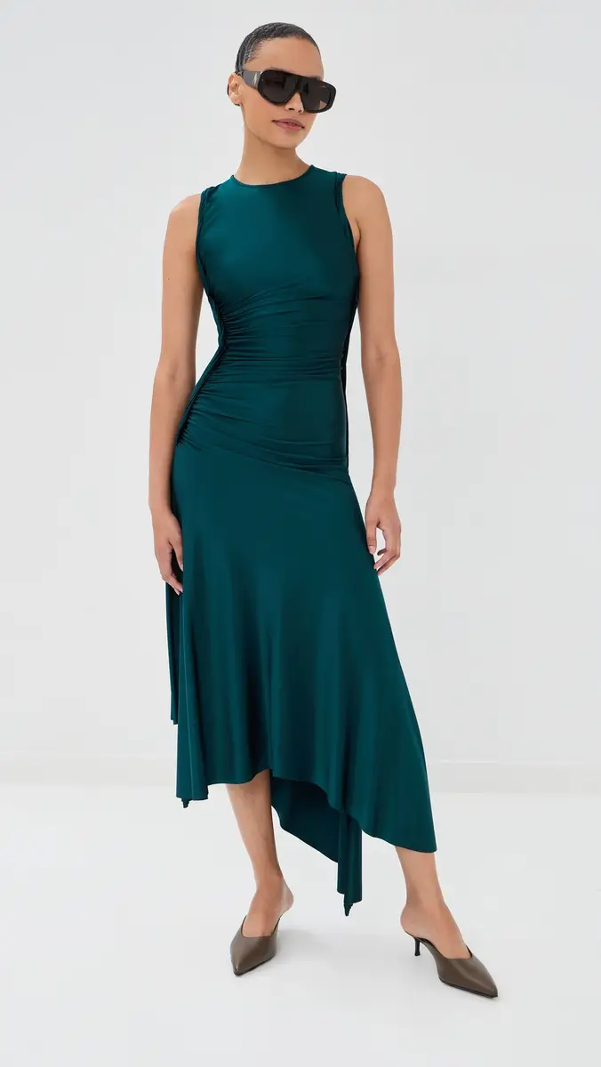 Victoria Beckham Sleeveless Twist Detail Dress Dark Teal | Thumbnail 5 Victoria Beckham Sleeveless Twist Detail Dress Dark Teal | Thumbnail 5